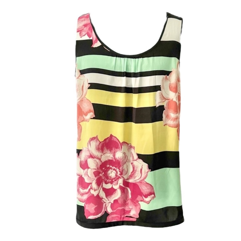 Banana Republic Stripe Floral Tank Size Medium 100% Polyester